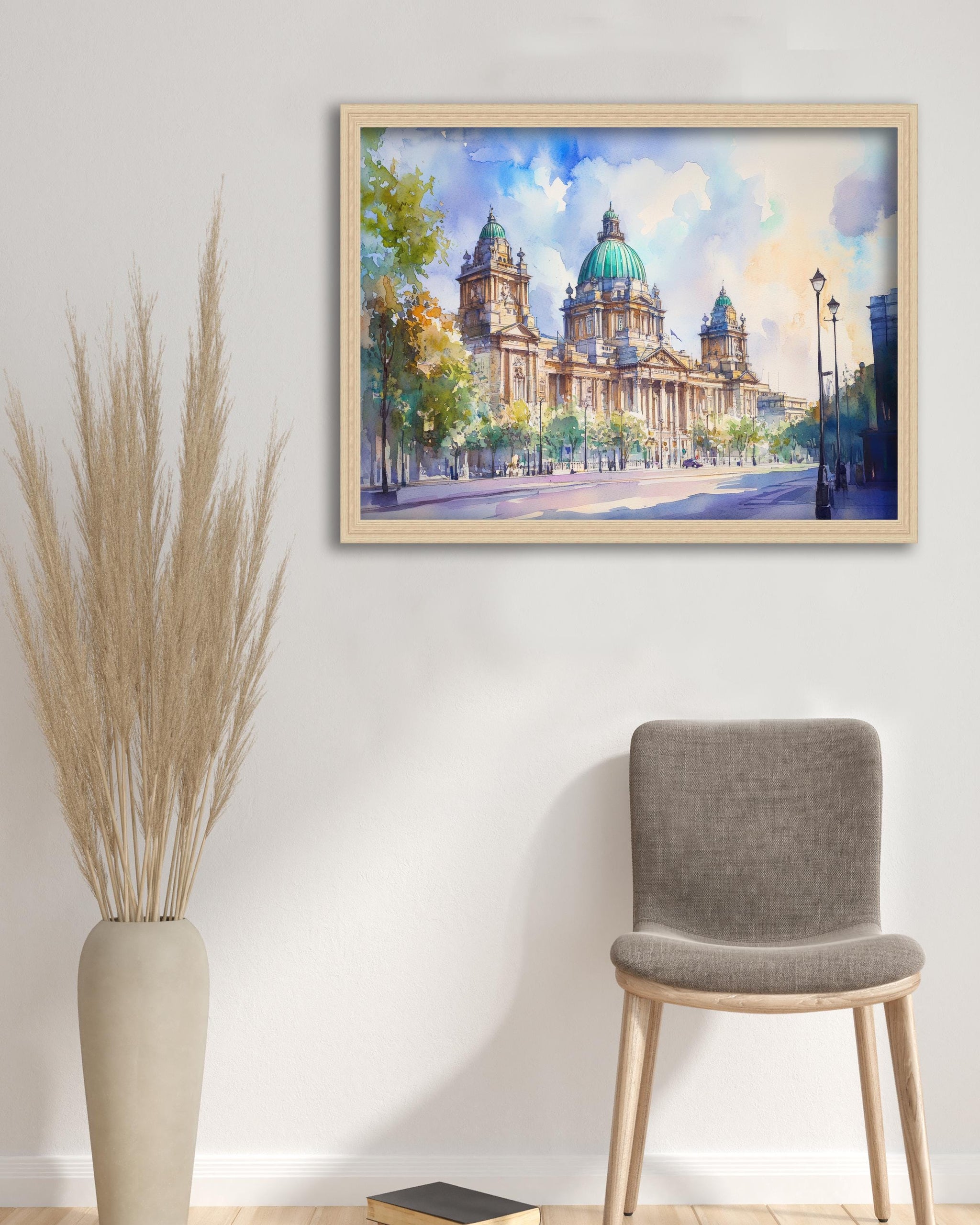 Belfast Watercolor Painting Northern Ireland Art Belfast Print Scenic City View Decor