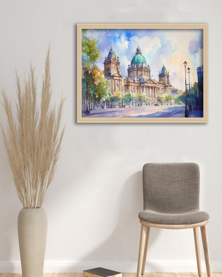 Belfast Watercolor Painting Northern Ireland Art Belfast Print Scenic City View Decor
