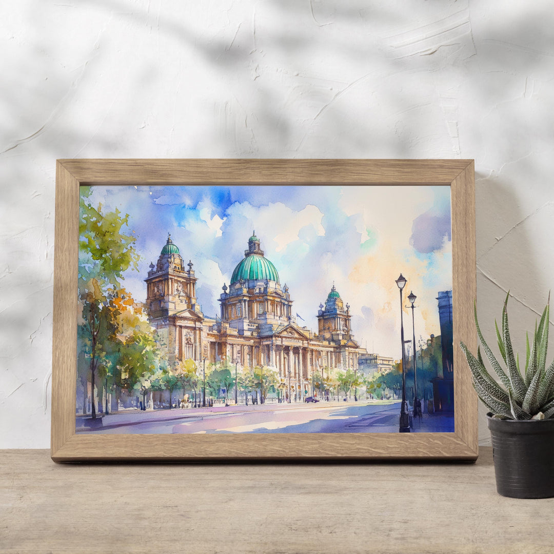 Belfast Watercolor Painting Northern Ireland Art Belfast Print Scenic City View Decor