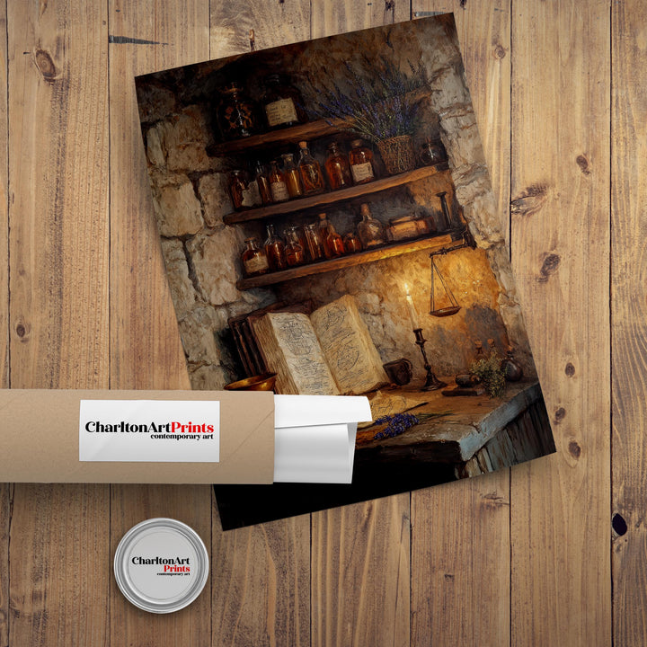 Candlelit Alchemy Poster Dark Academia Art Cottagecore Decor Vintage Still Life Illustration Rustic Gothic Wall Art Poster Print