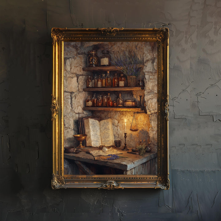 Candlelit Alchemy Poster Dark Academia Art Cottagecore Decor Vintage Still Life Illustration Rustic Gothic Wall Art Poster Print