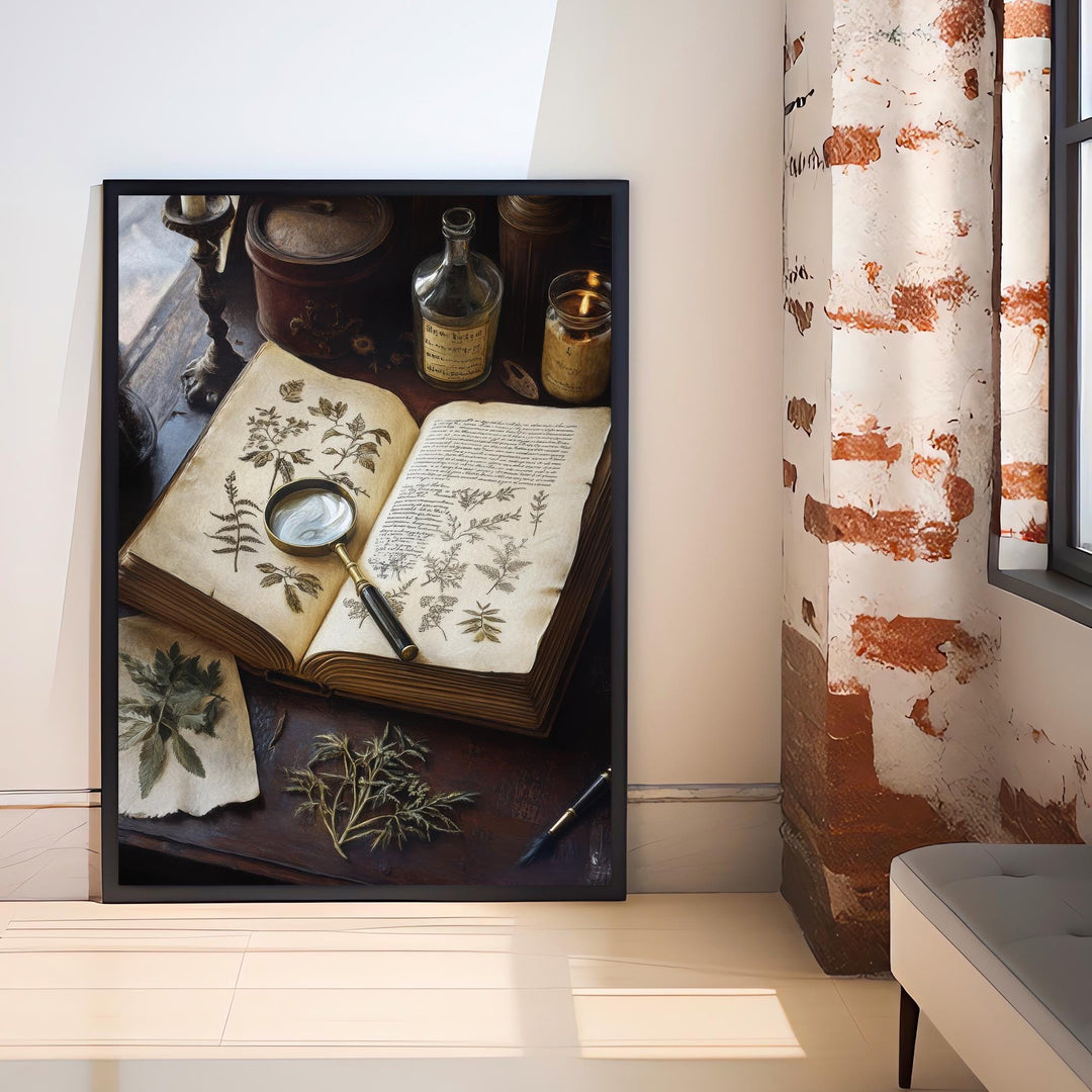 Herbarium Poster Dark Academia Art Cottagecore Decor Vintage Botanical Illustration Rustic Nature Wall Art Poster Print
