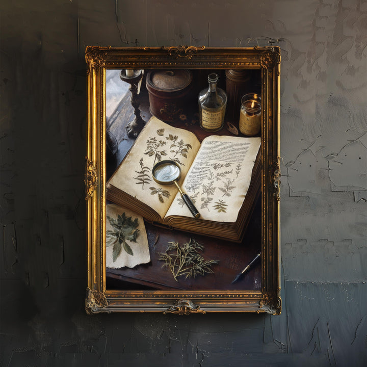 Herbarium Poster Dark Academia Art Cottagecore Decor Vintage Botanical Illustration Rustic Nature Wall Art Poster Print