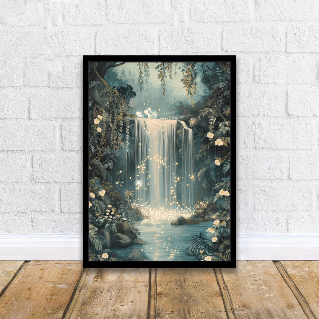 William Morris Enchanted Fairy Waterfall Art Cottagecore Decor Arts And Crafts Nature Illustration Whimsical Wall Art Print