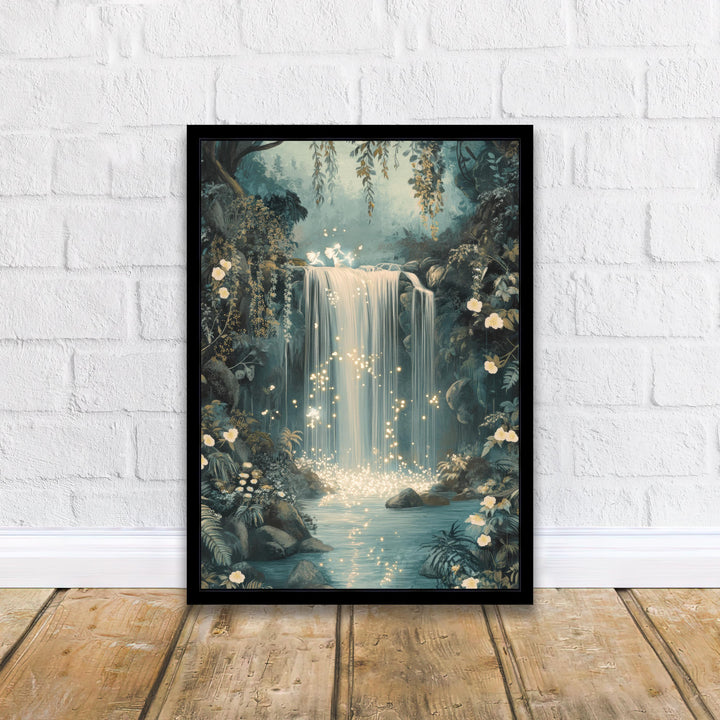 William Morris Enchanted Fairy Waterfall Art Cottagecore Decor Arts And Crafts Nature Illustration Whimsical Wall Art Print