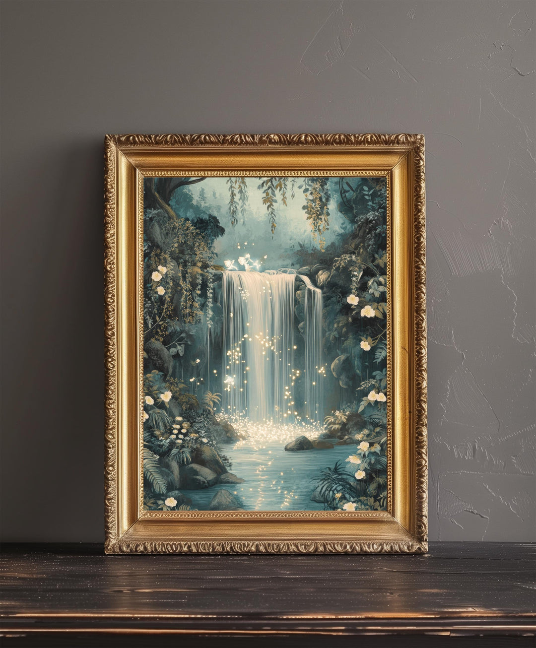 William Morris Enchanted Fairy Waterfall Art Cottagecore Decor Arts And Crafts Nature Illustration Whimsical Wall Art Print