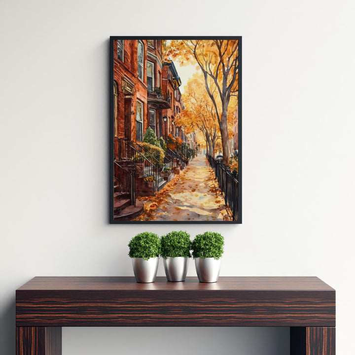 Boston Watercolor Painting Poster USA Wall Art City Skyline Landscape Print Gift for American Travel Lovers and Fans of Scenic Historic New