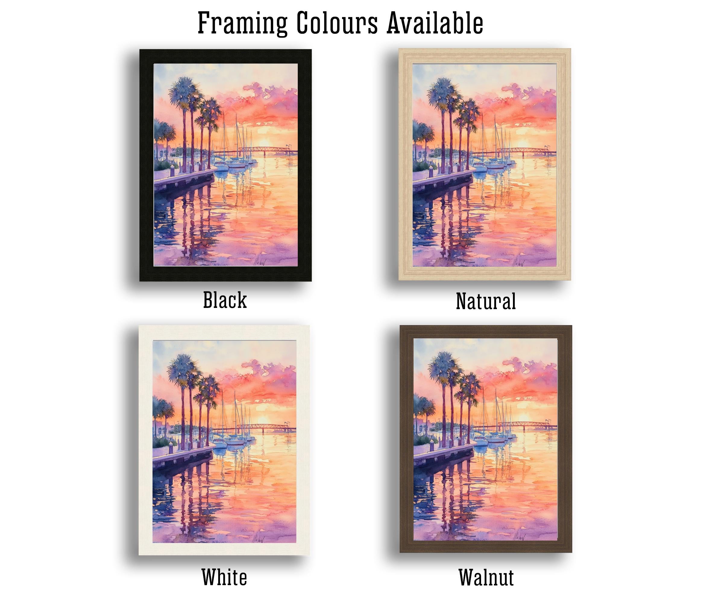 Bradenton Watercolor Painting Poster Florida USA Wall Art Coastal City Landscape Print Gift for American Scenic Gulf coast painting