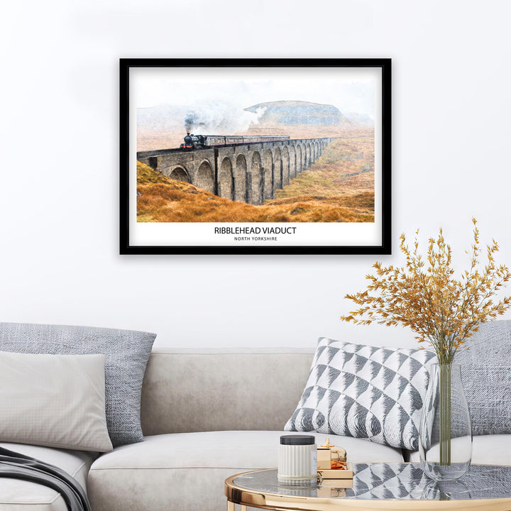 Ribblehead Viaduct Pencil Sketch Drawing Yorkshire Dales England Wall Art Countryside Print Gift for UK Lovers and Fans of Scenic British