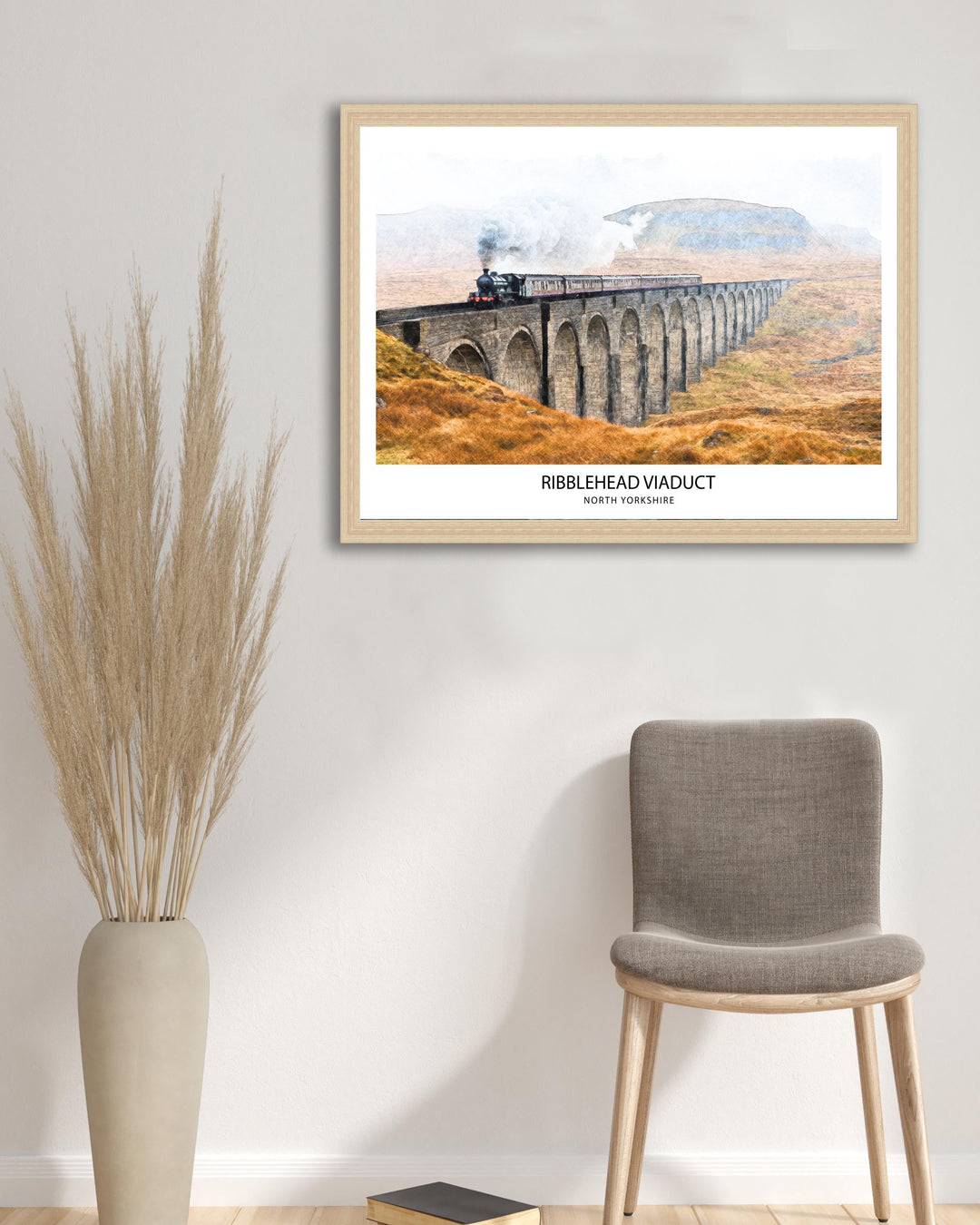 Ribblehead Viaduct Pencil Sketch Drawing Yorkshire Dales England Wall Art Countryside Print Gift for UK Lovers and Fans of Scenic British