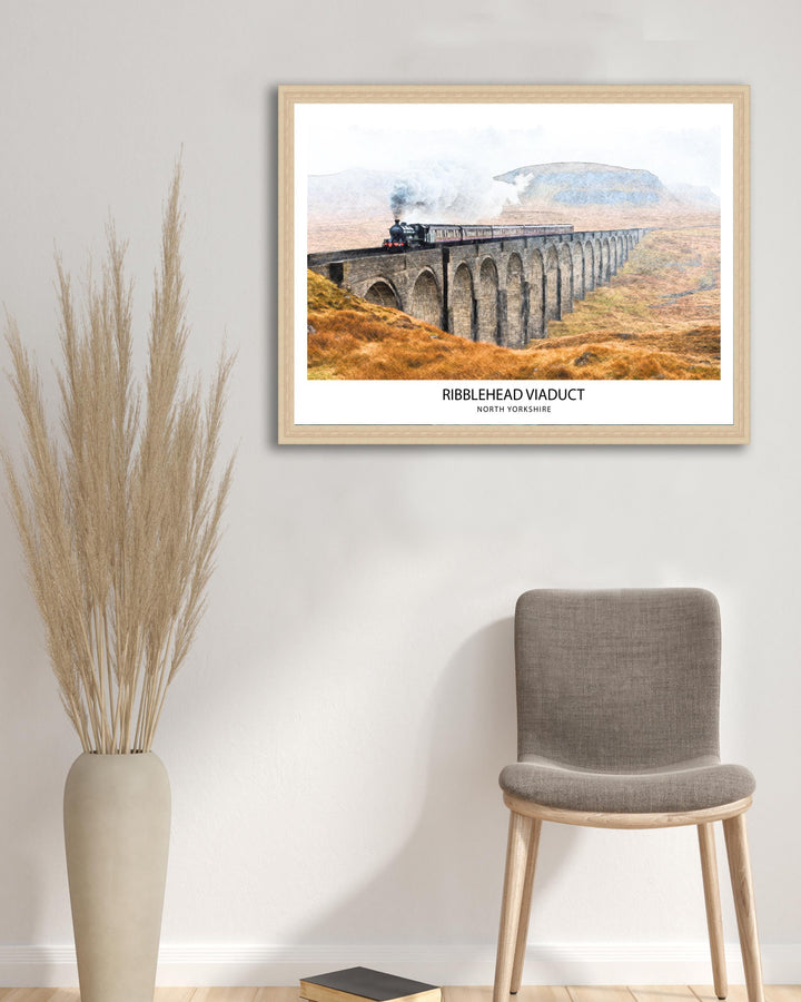 Ribblehead Viaduct Pencil Sketch Drawing Yorkshire Dales England Wall Art Countryside Print Gift for UK Lovers and Fans of Scenic British