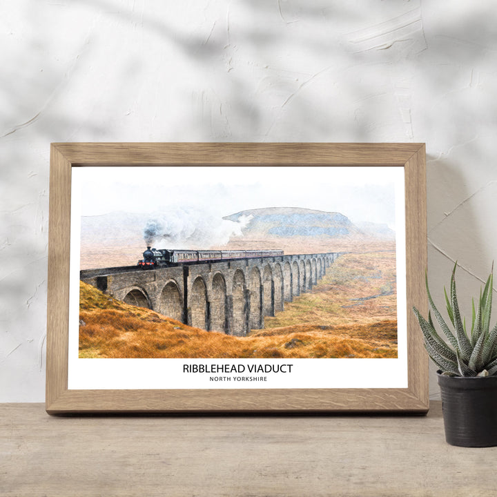 Ribblehead Viaduct Pencil Sketch Drawing Yorkshire Dales England Wall Art Countryside Print Gift for UK Lovers and Fans of Scenic British