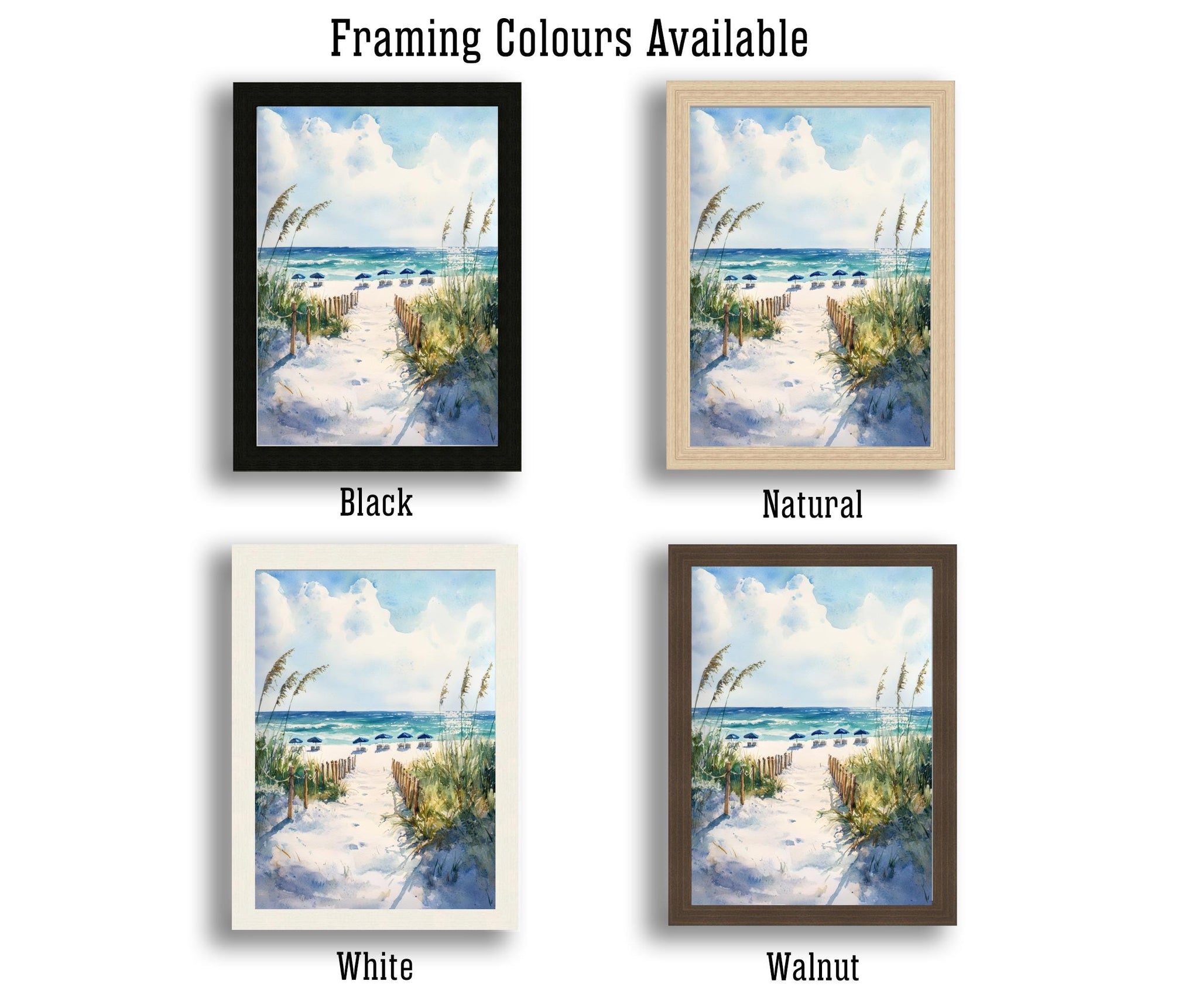 Destin Beach Florida Watercolor Painting Poster USA Wall Art Coastal Landscape Print Gift for American Lovers and Fans of Scenic Gulf Coast