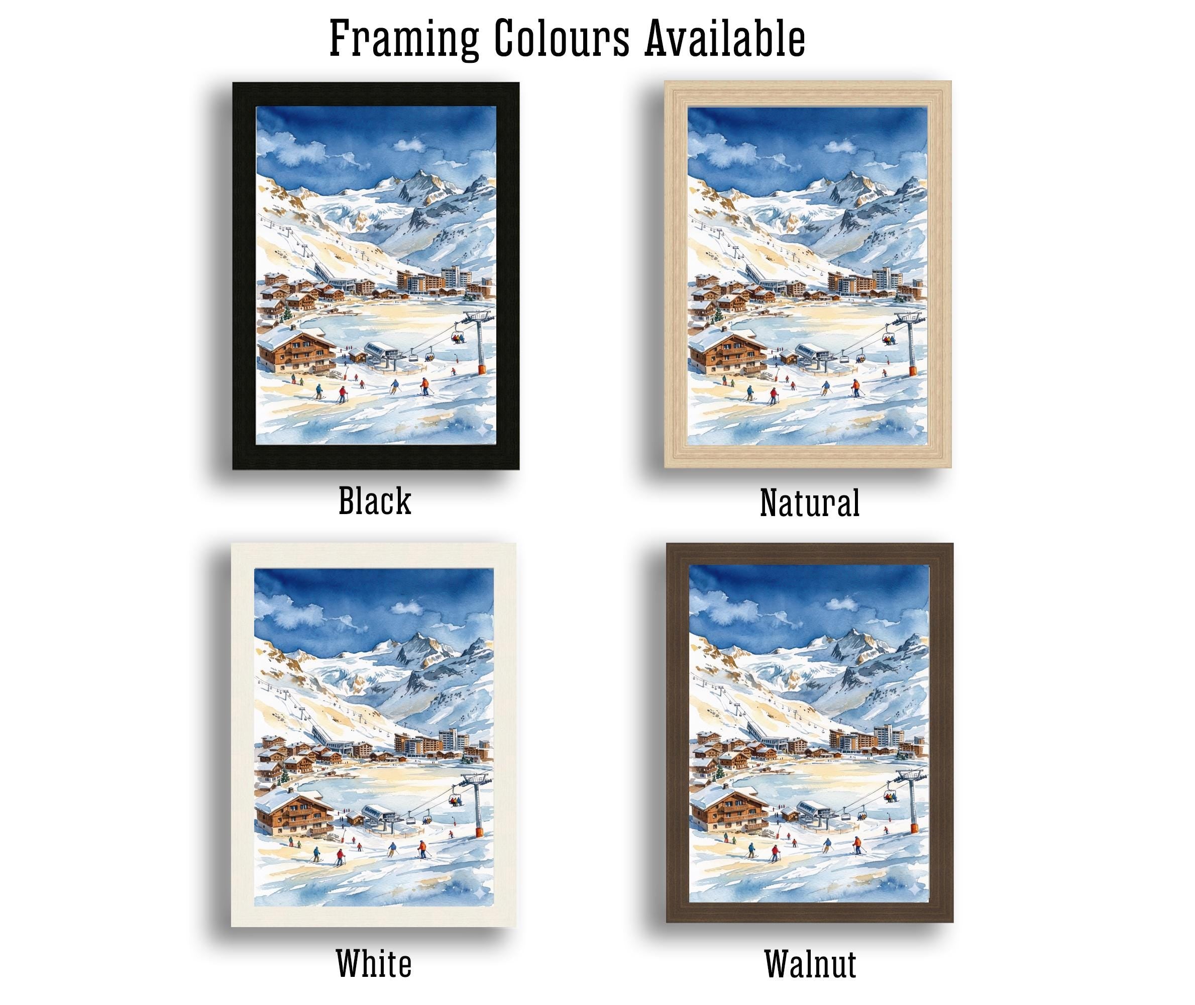 Tignes Ski Resort Watercolor Painting Poster France Wall Art Alpine Landscape Print Gift for Europe Lovers and Fans of Scenic French