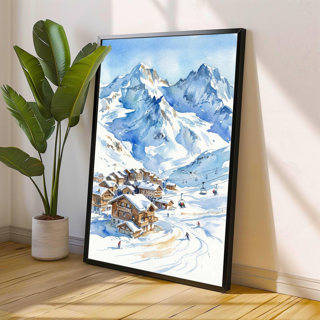 Val Thorens Ski Resort Travel Poster Print France Wall Art Alpine Landscape Gift for Europe Lovers and Fans of Scenic French Mountain Winter