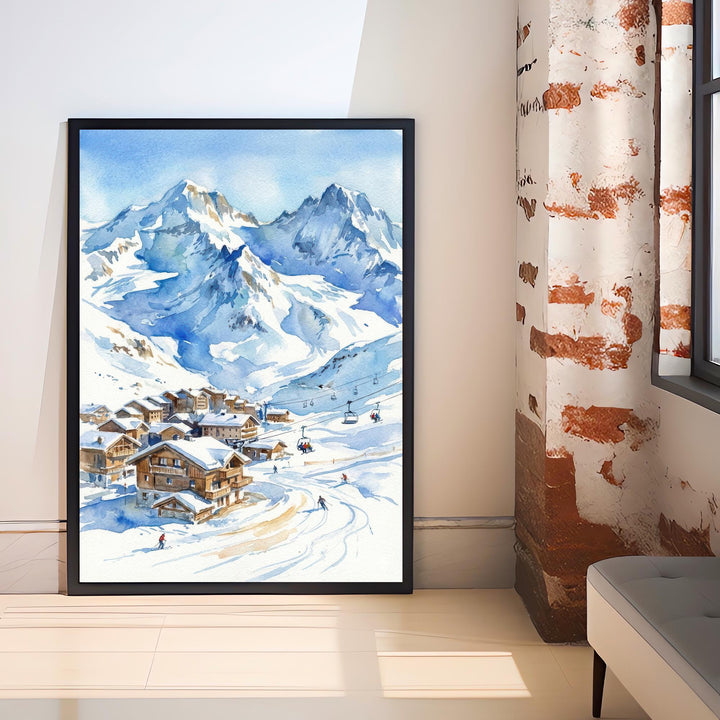 Val Thorens Ski Resort Travel Poster Print France Wall Art Alpine Landscape Gift for Europe Lovers and Fans of Scenic French Mountain Winter
