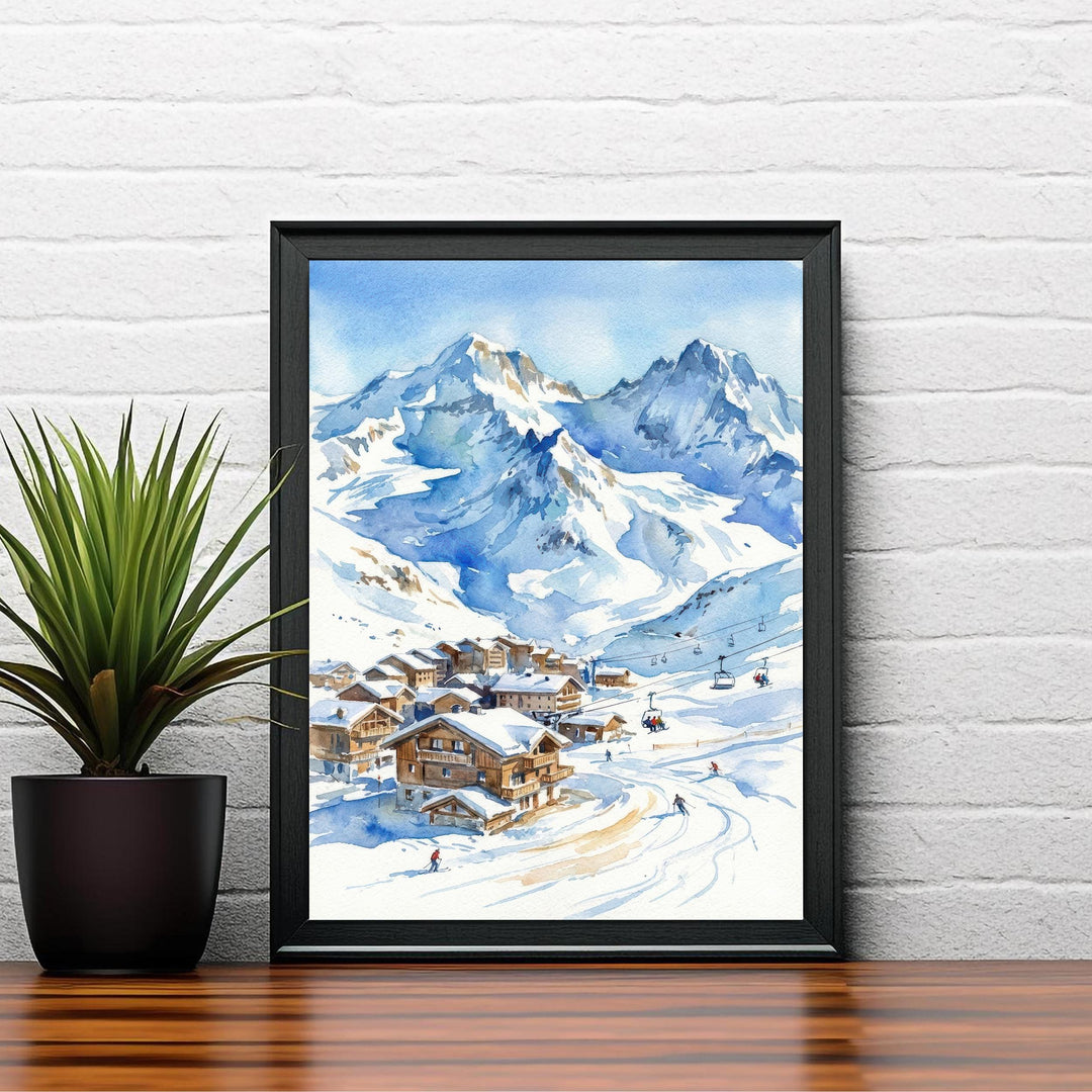Val Thorens Ski Resort Travel Poster Print France Wall Art Alpine Landscape Gift for Europe Lovers and Fans of Scenic French Mountain Winter