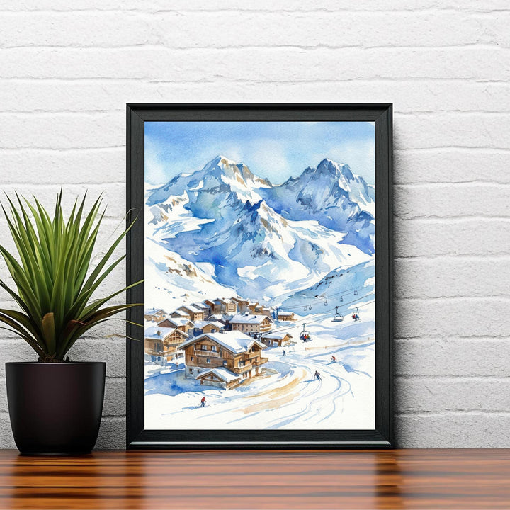 Val Thorens Ski Resort Travel Poster Print France Wall Art Alpine Landscape Gift for Europe Lovers and Fans of Scenic French Mountain Winter
