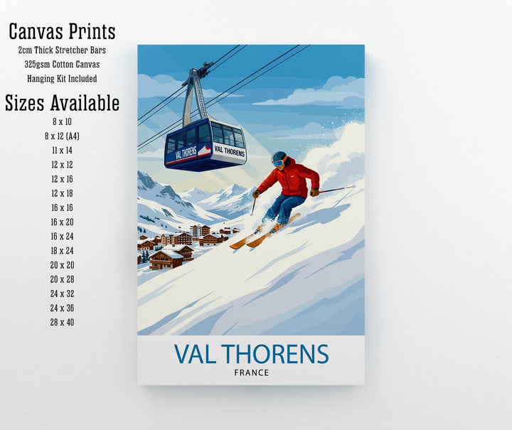 Val Thorens Ski Poster Print France Wall Art Mountain Resort Landscape Gift for Europe Travel Lovers and Fans of Scenic French Alps Winter