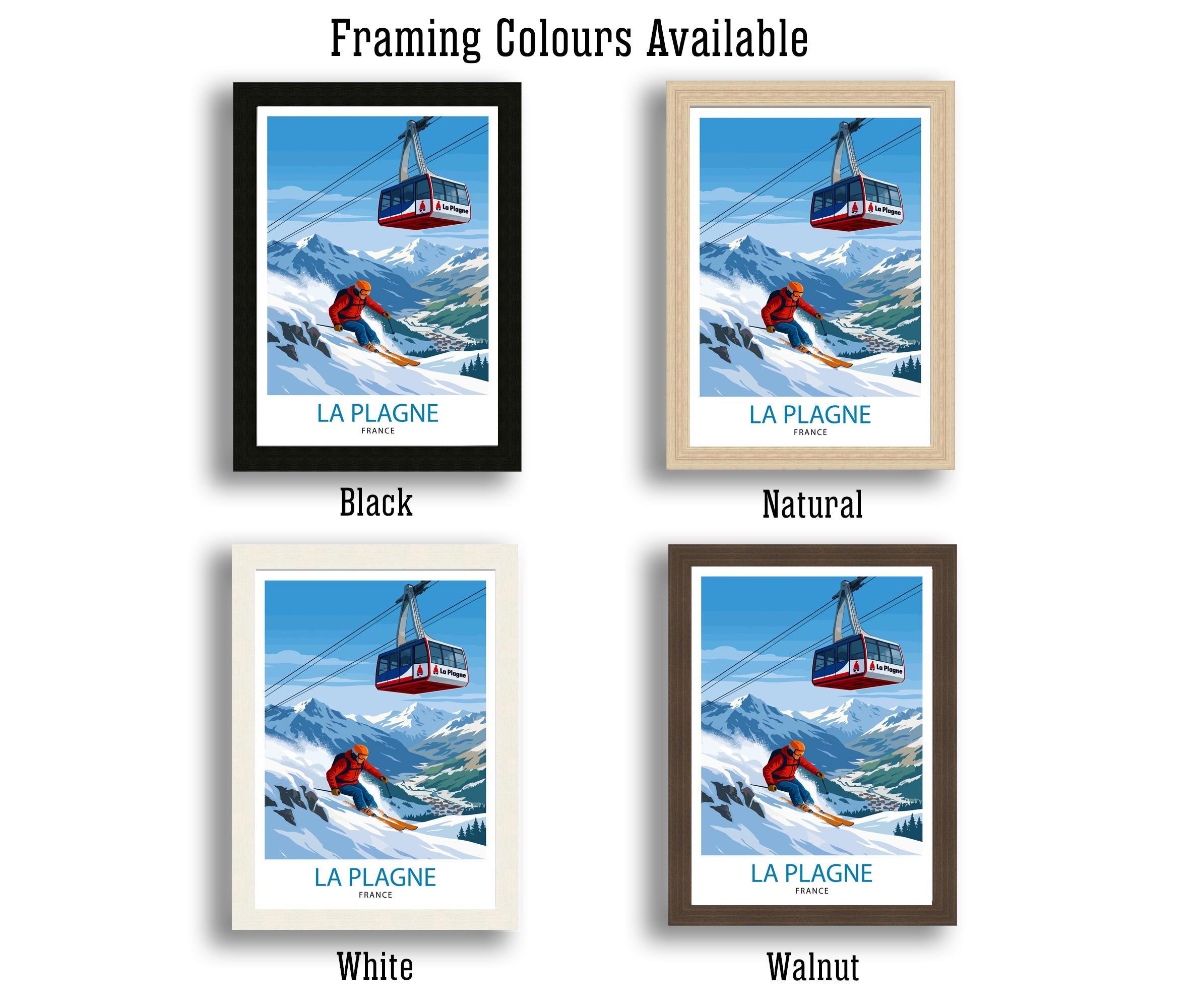 La Plagne Ski Resort Travel Poster Print France Wall Art Mountain Landscape Gift for Europe Lovers and Fans of Scenic French Alps Winter