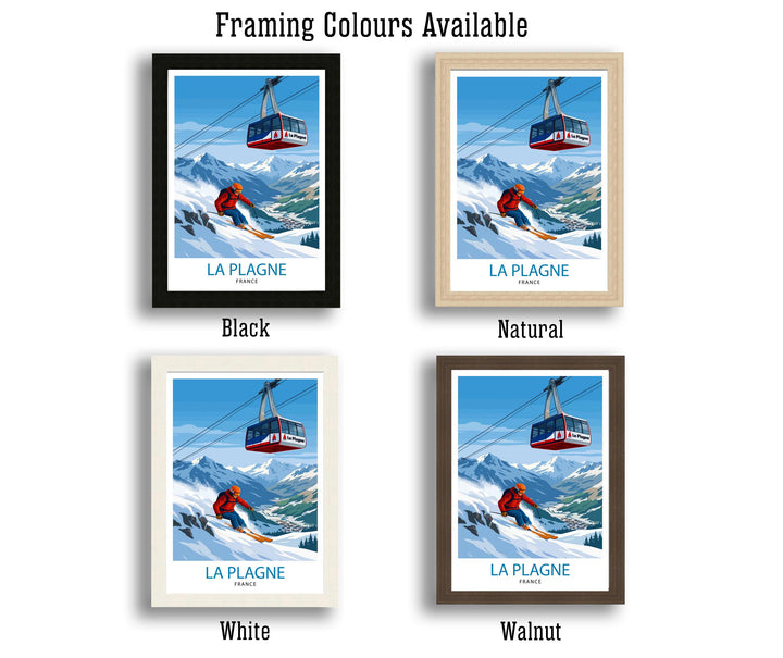 La Plagne Ski Resort Travel Poster Print France Wall Art Mountain Landscape Gift for Europe Lovers and Fans of Scenic French Alps Winter