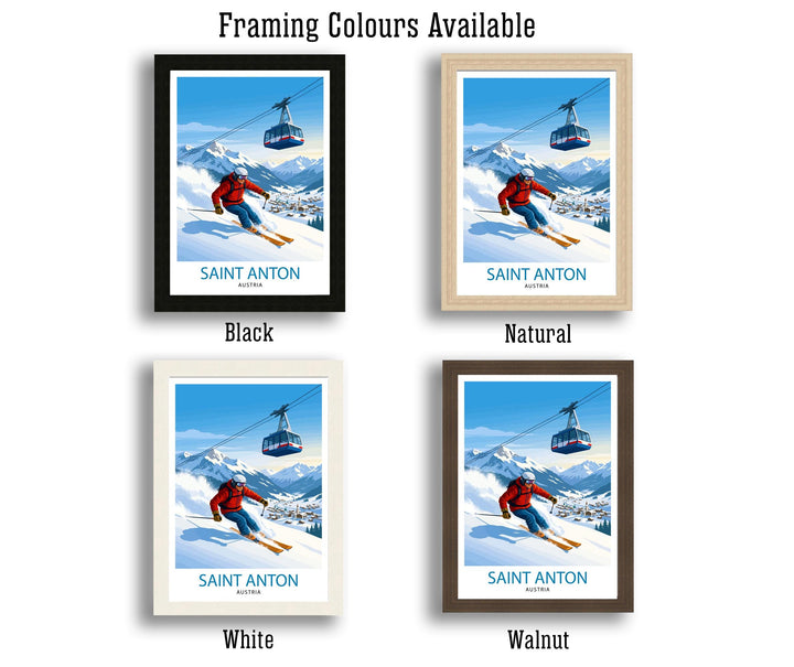 St Anton Ski Poster Print Austria Wall Art Mountain Resort Landscape Gift for Europe Travel Lovers and Fans of Scenic Austrian Alps Winter