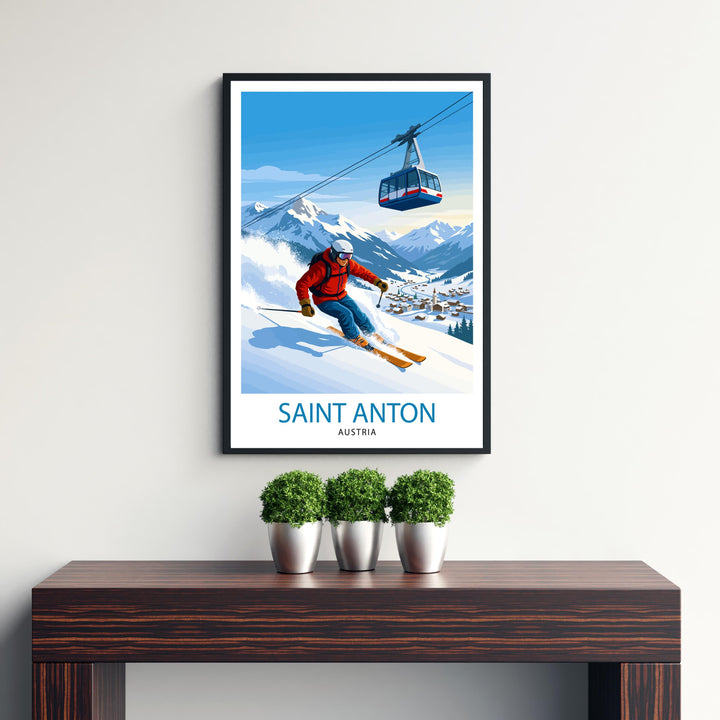 St Anton Ski Poster Print Austria Wall Art Mountain Resort Landscape Gift for Europe Travel Lovers and Fans of Scenic Austrian Alps Winter