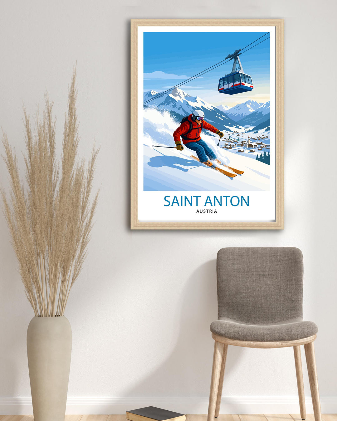 St Anton Ski Poster Print Austria Wall Art Mountain Resort Landscape Gift for Europe Travel Lovers and Fans of Scenic Austrian Alps Winter