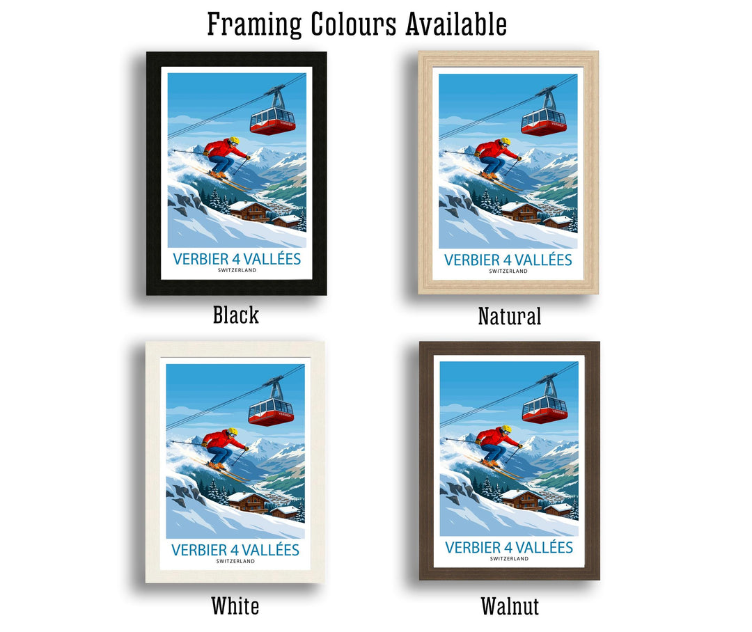 Verbier 4 Valleys Ski Resort Poster Print Switzerland Wall Art Mountain Landscape Gift for Europe Lovers and Fans of Scenic Swiss Alps