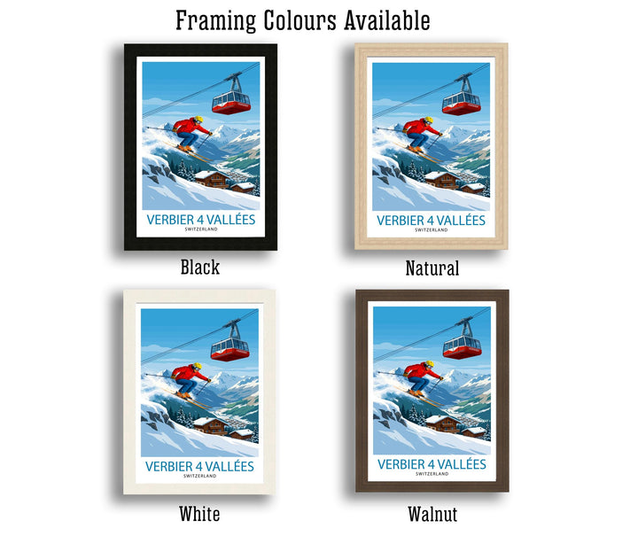 Verbier 4 Valleys Ski Resort Poster Print Switzerland Wall Art Mountain Landscape Gift for Europe Lovers and Fans of Scenic Swiss Alps