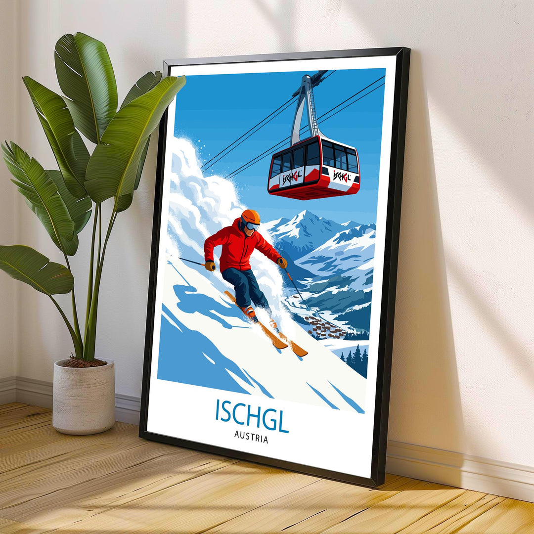 Ischgl Ski Resort Poster Print Austria Wall Art Mountain Landscape Gift for Europe Travel Lovers and Fans of Scenic Austrian Alps Winter