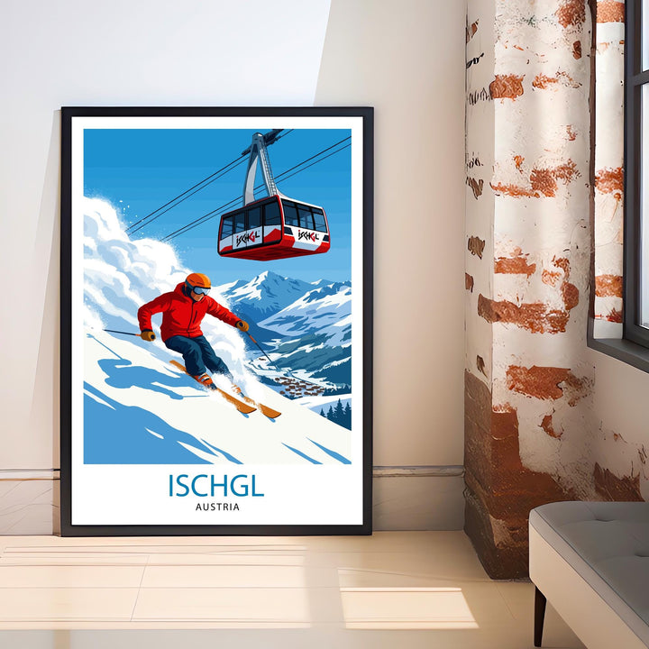 Ischgl Ski Resort Poster Print Austria Wall Art Mountain Landscape Gift for Europe Travel Lovers and Fans of Scenic Austrian Alps Winter