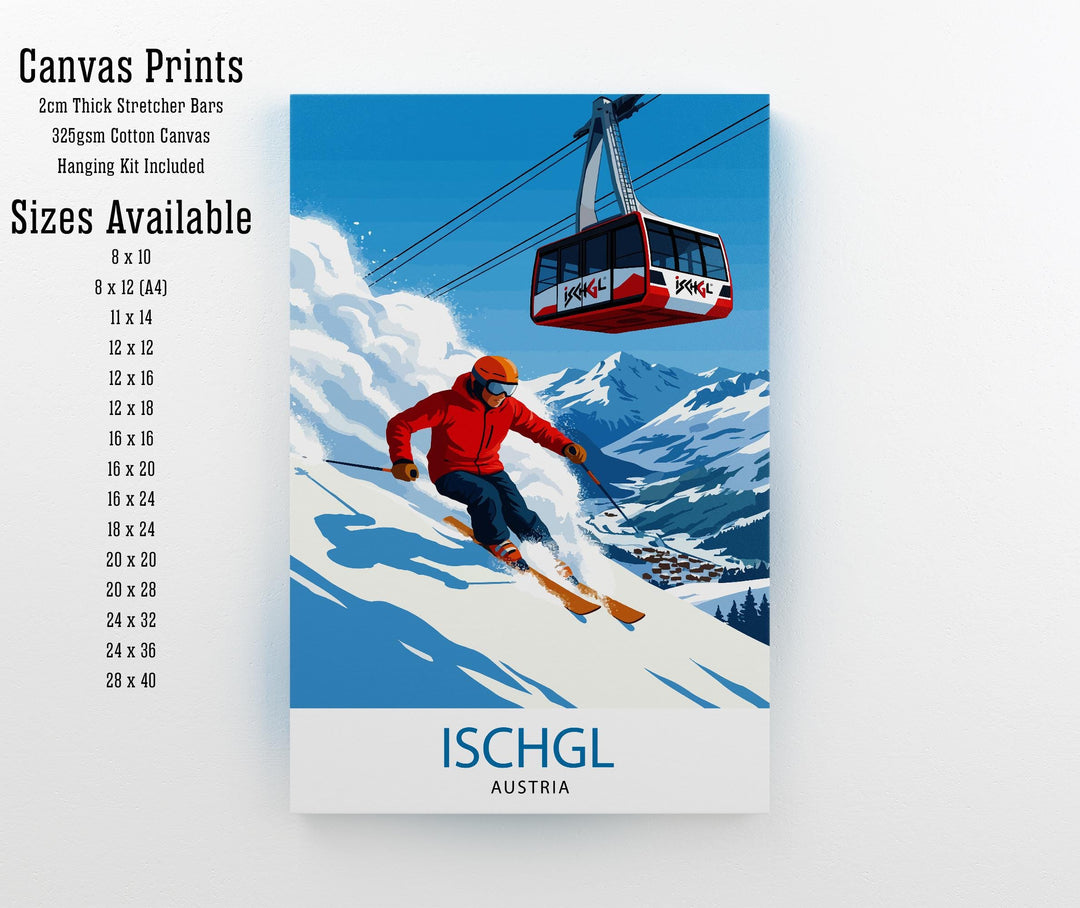 Ischgl Ski Resort Poster Print Austria Wall Art Mountain Landscape Gift for Europe Travel Lovers and Fans of Scenic Austrian Alps Winter