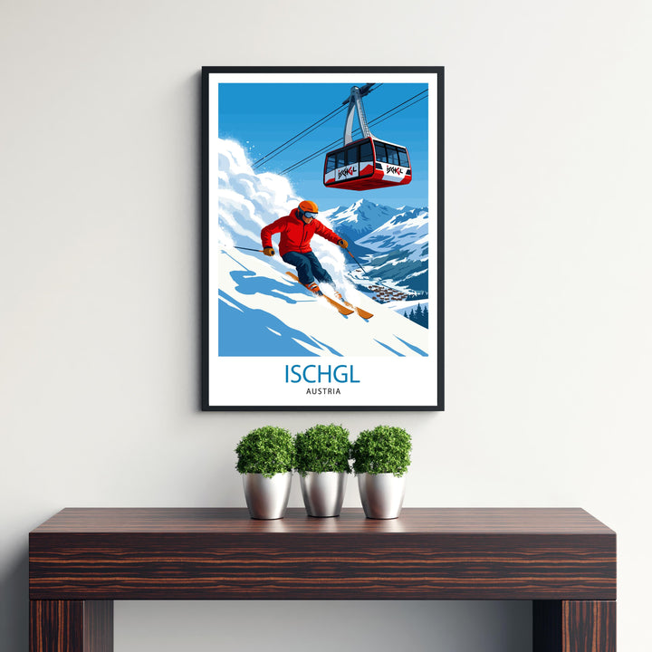 Ischgl Ski Resort Poster Print Austria Wall Art Mountain Landscape Gift for Europe Travel Lovers and Fans of Scenic Austrian Alps Winter