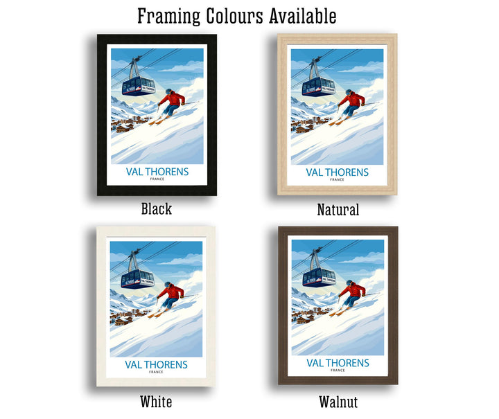 Val Thorens Ski Poster Print France Wall Art Mountain Resort Landscape Gift for Europe Travel Lovers and Fans of Scenic French Alps Winter