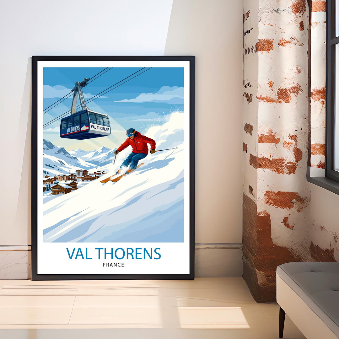 Val Thorens Ski Poster Print France Wall Art Mountain Resort Landscape Gift for Europe Travel Lovers and Fans of Scenic French Alps Winter