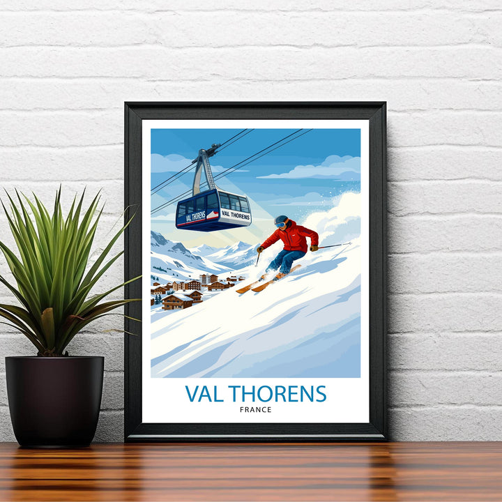 Val Thorens Ski Poster Print France Wall Art Mountain Resort Landscape Gift for Europe Travel Lovers and Fans of Scenic French Alps Winter