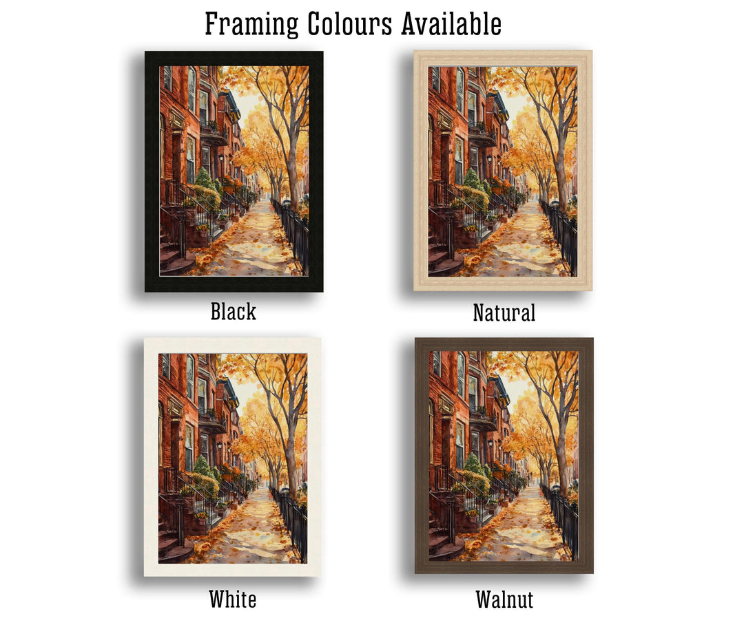 Boston Watercolor Painting Poster USA Wall Art City Skyline Landscape Print Gift for American Travel Lovers and Fans of Scenic New England