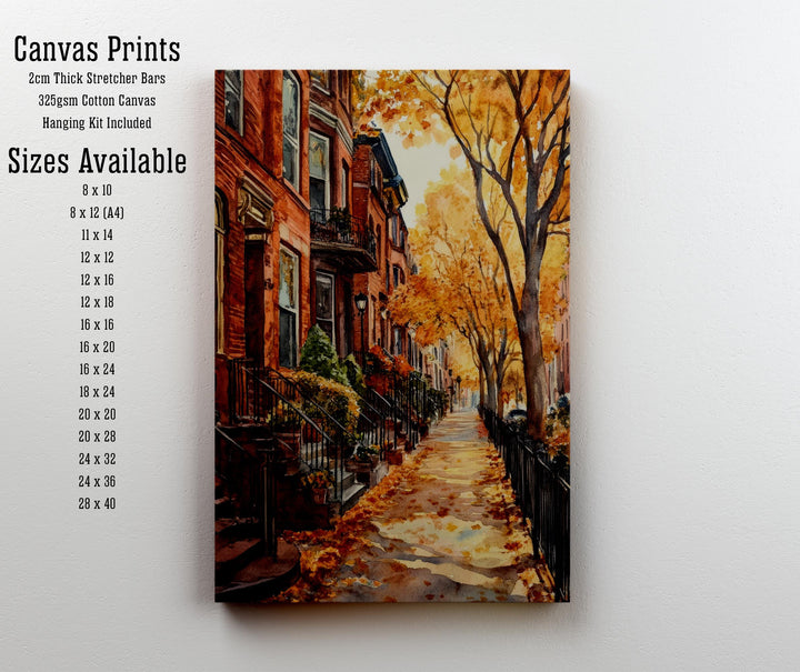 Boston Watercolor Painting Poster USA Wall Art City Skyline Landscape Print Gift for American Travel Lovers and Fans of Scenic New England