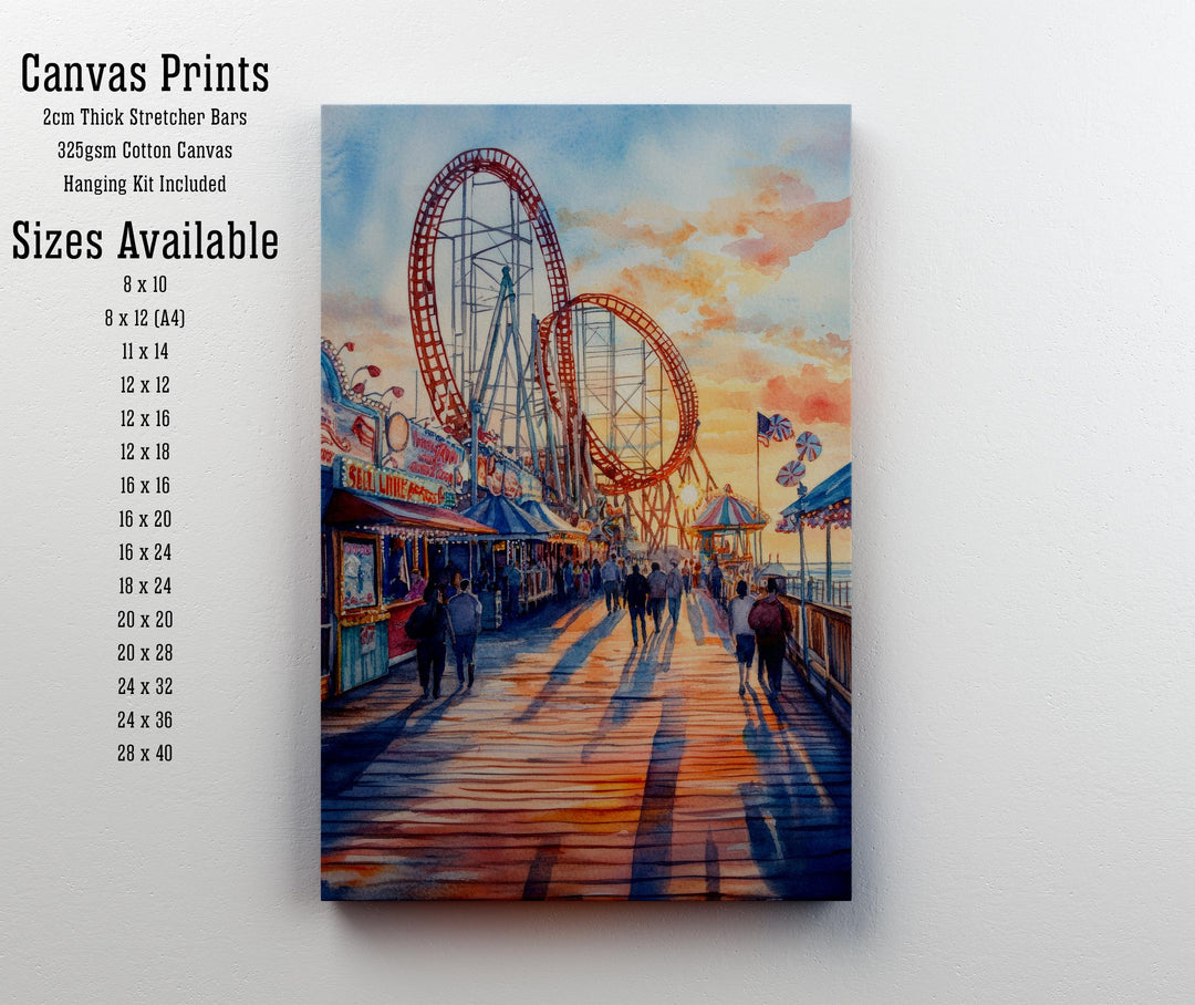 Cedar Point Ohio Watercolor Painting Poster USA Wall Art Coastal Landscape Print Gift for American Travel Lovers and Fans of Scenic Lakeside