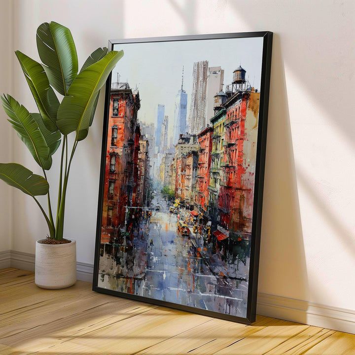New York City Watercolor Painting Poster USA Wall Art Skyline Landscape Print Gift for American Travel Lovers and Fans of Scenic Urban