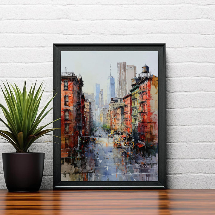 New York City Watercolor Painting Poster USA Wall Art Skyline Landscape Print Gift for American Travel Lovers and Fans of Scenic Urban