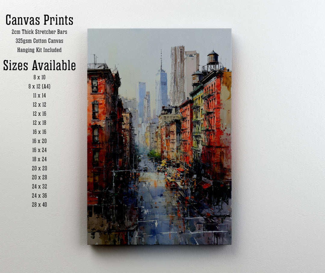New York City Watercolor Painting Poster USA Wall Art Skyline Landscape Print Gift for American Travel Lovers and Fans of Scenic Urban