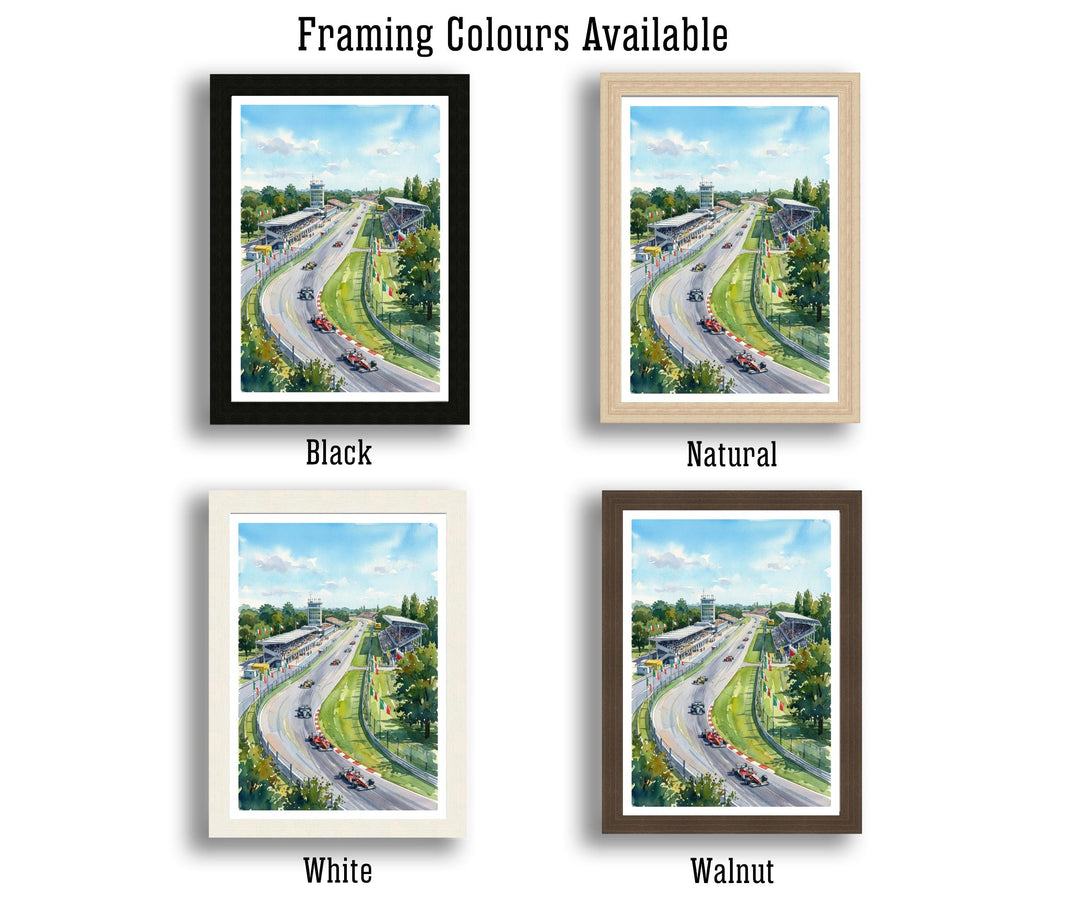 Monza Racing Car Circuit Watercolor Painting Poster Italy Wall Art Motorsport Landscape Print Gift for Racing Fans and Lovers of Scenic