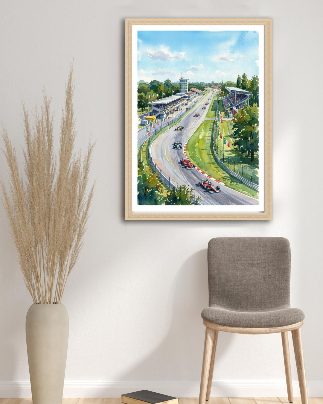 Monza Racing Car Circuit Watercolor Painting Poster Italy Wall Art Motorsport Landscape Print Gift for Racing Fans and Lovers of Scenic
