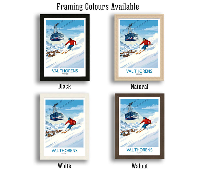 Val Thorens Ski Poster Print France Wall Art Mountain Resort Landscape Gift for Europe Travel Lovers and Fans of Scenic French Alps Winter