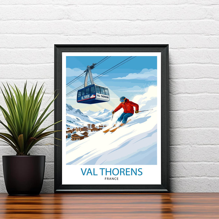 Val Thorens Ski Poster Print France Wall Art Mountain Resort Landscape Gift for Europe Travel Lovers and Fans of Scenic French Alps Winter