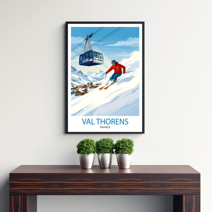 Val Thorens Ski Poster Print France Wall Art Mountain Resort Landscape Gift for Europe Travel Lovers and Fans of Scenic French Alps Winter