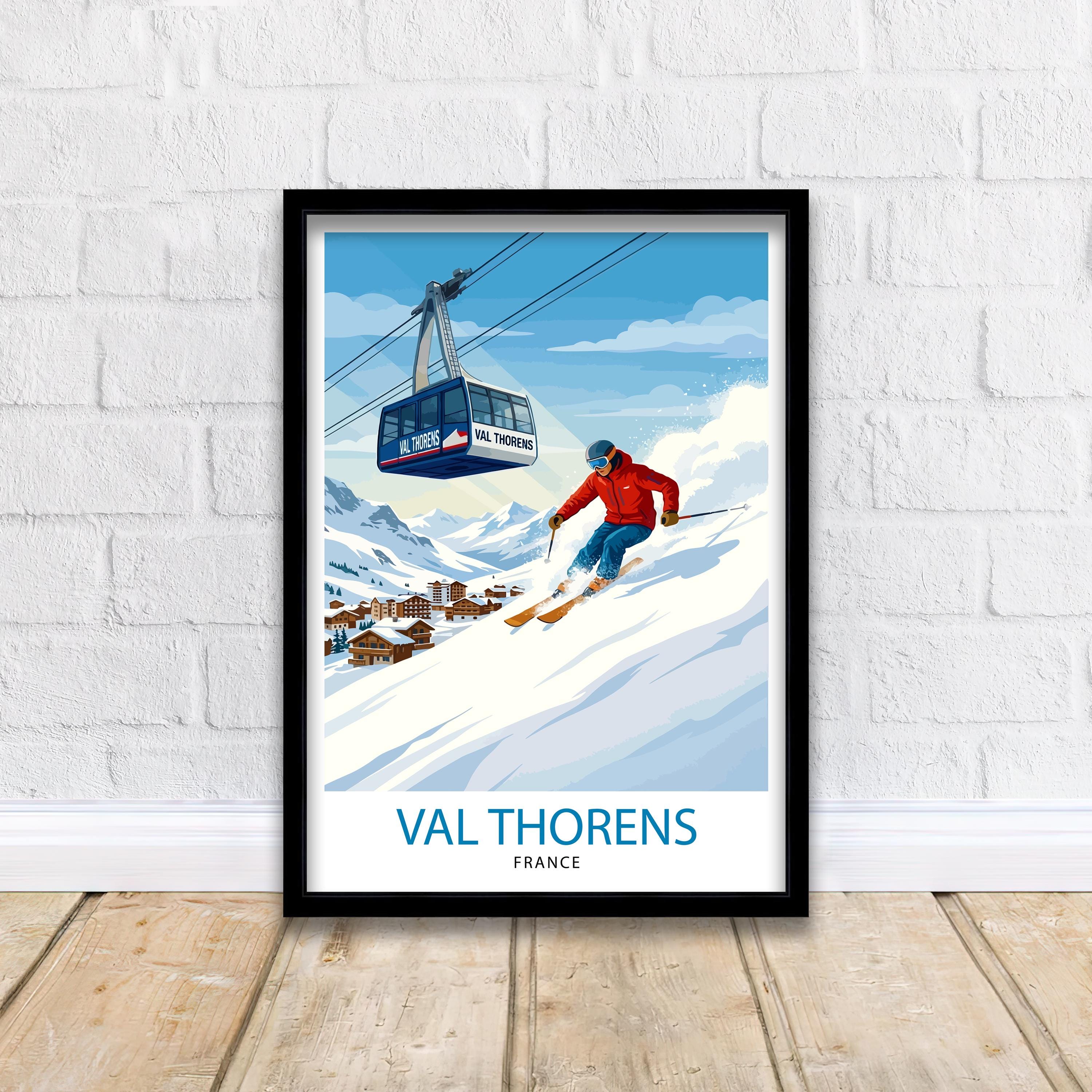 Val Thorens Ski Poster Print France Wall Art Mountain Resort Landscape Gift for Europe Travel Lovers and Fans of Scenic French Alps Winter