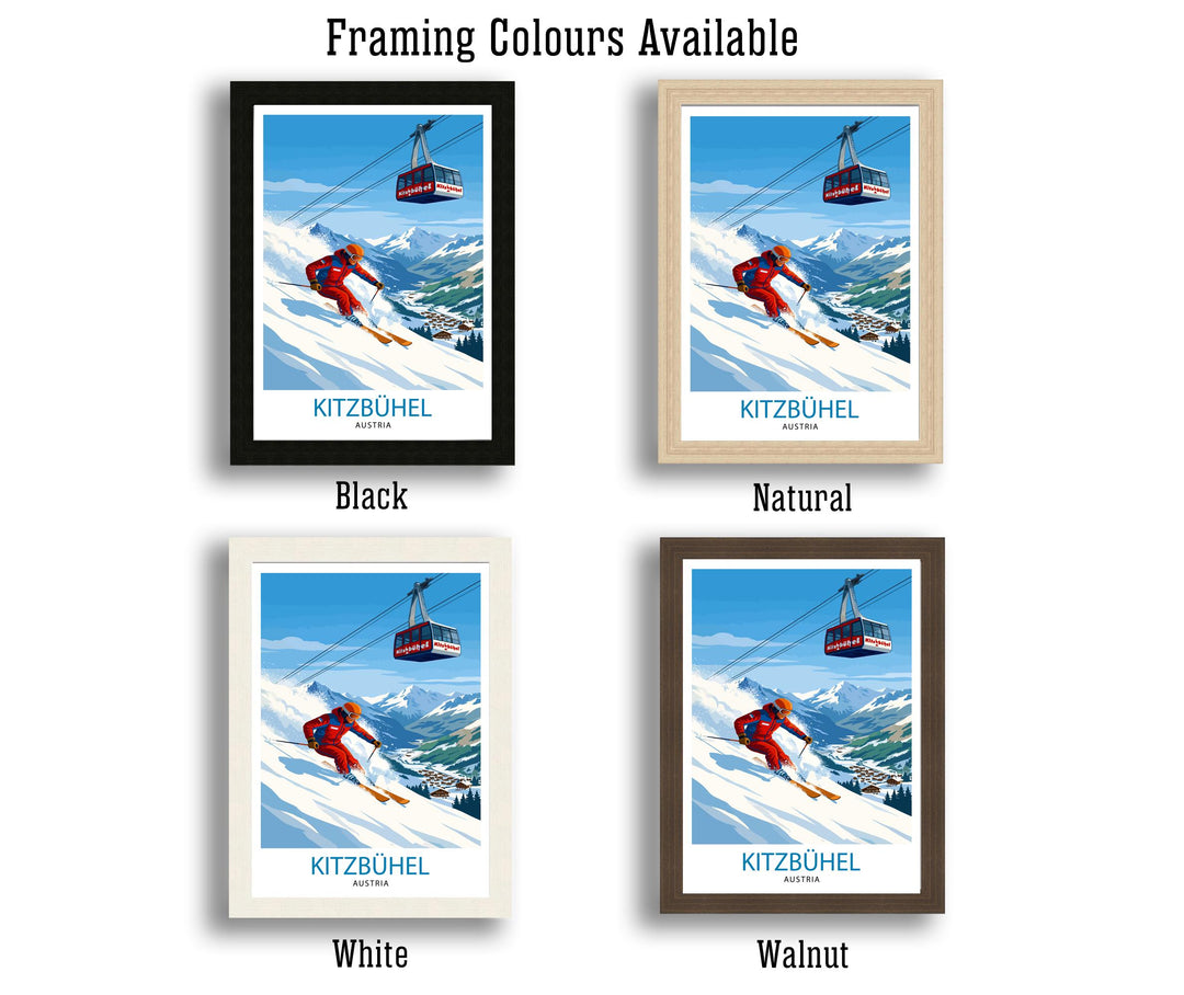 Kitzbuhel Ski Resort Travel Poster Print Austria Wall Art Mountain Landscape Gift for Europe Lovers and Fans of Scenic Austrian Alps